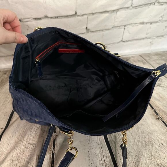 Tommy Hilfiger Navy Monogram Shoulder Bag with Gold Accents - Picture 5 of 5
